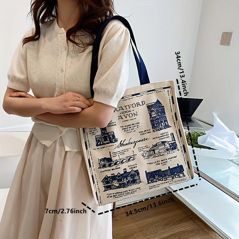 Canvas Tote Bag – Large Literary Shakespeare Shoulder Bag
