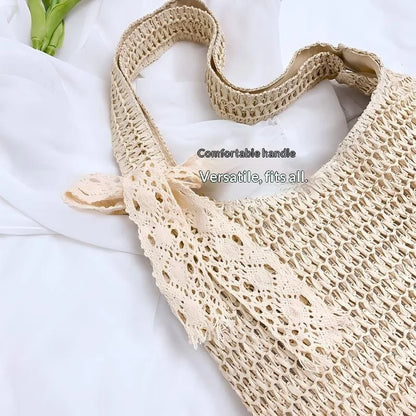 Homefish Women Woven Rattan Straw Tote Bag Large Capacity Summer Beach Shoulder Handbag Casual