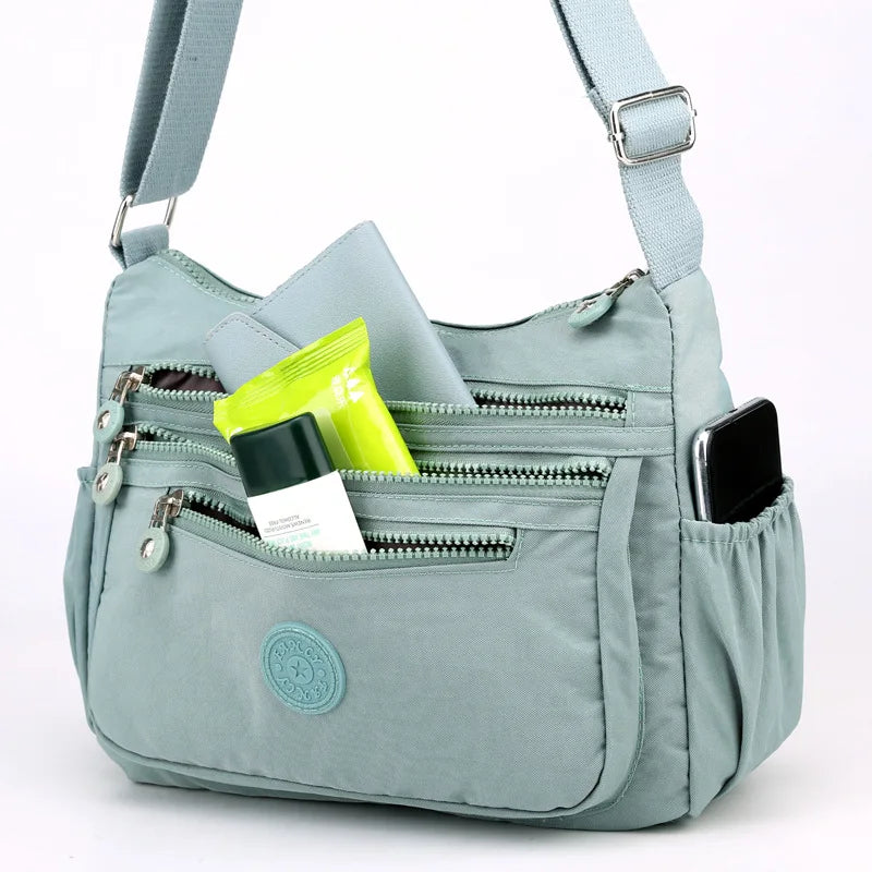 Multi-Layer Shoulder Crossbody Bag Lightweight Oxford Cloth Large Capacity Mobile Phone Storage