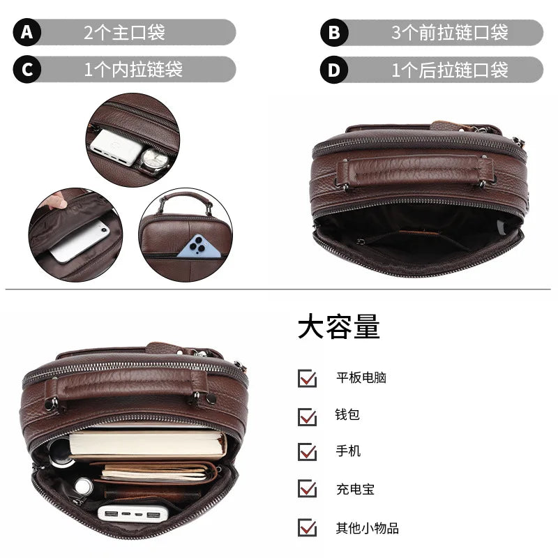 Cowhide Single-Shoulder Retro Genuine Leather Crossbody Bag