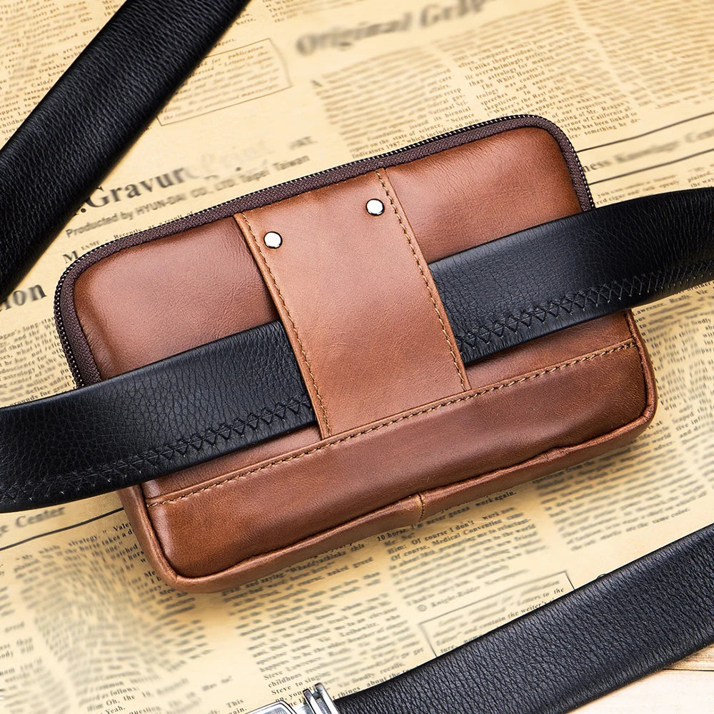 Genuine Leather Men S Waist Bag Cowhide Multifunctional Phone Bag
