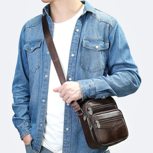 Head Layer Cowhide Shoulder Bag Men Business Commuting Large Capacity Leather Crossbody