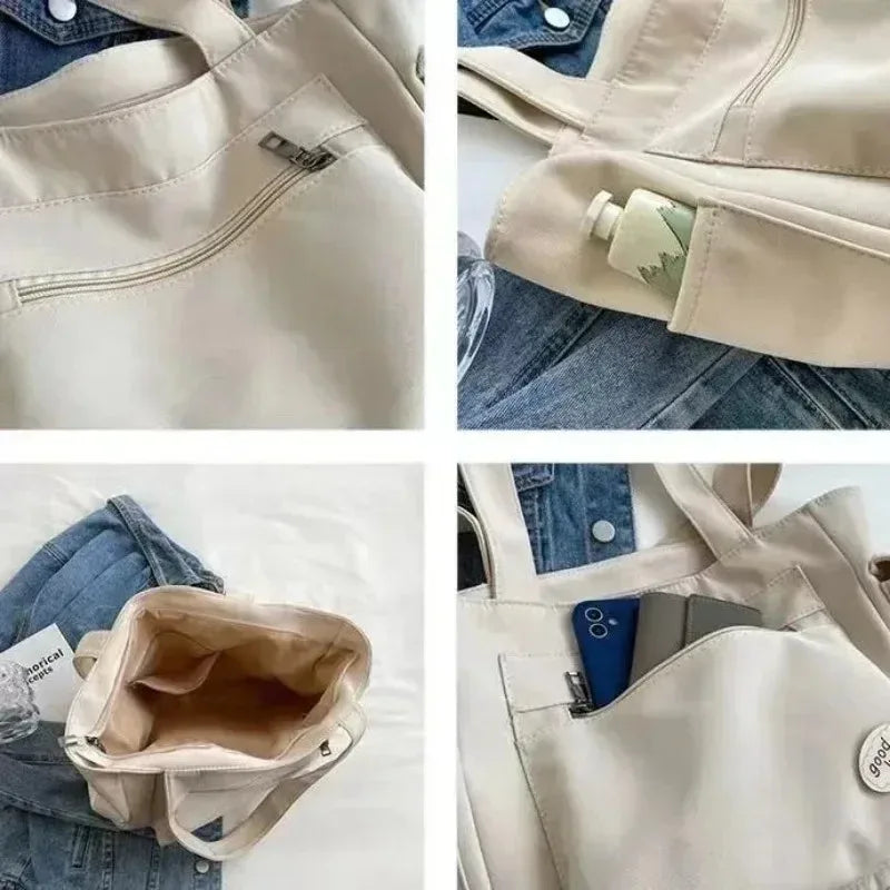 Canvas Tote Bag – Large Capacity Women's Shoulder & Commuter Handbag