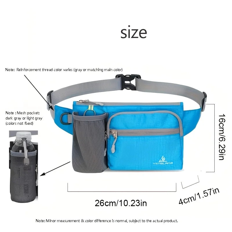 Running Belt Bag with Water Bottle Holder & Multi-Pockets