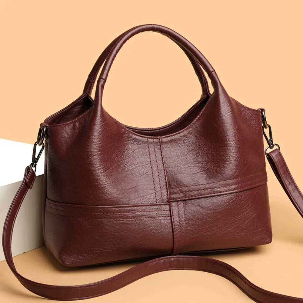 Single Shoulder Bag Pu Leather Large-Capacity Women S Handbag Multiple Compartments