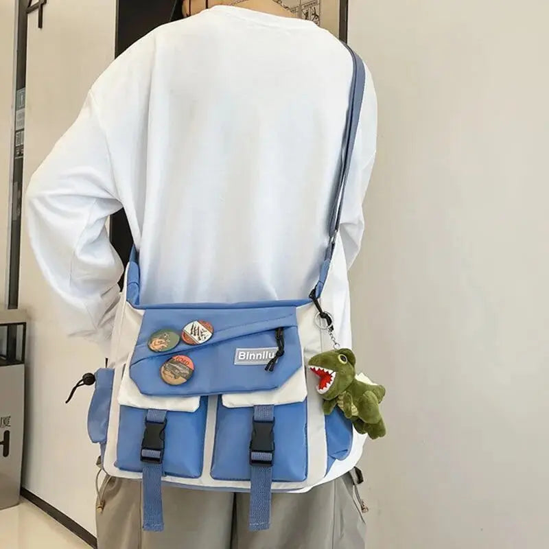 Waterproof Canvas Messenger Bag – Multi-Pocket Crossbody