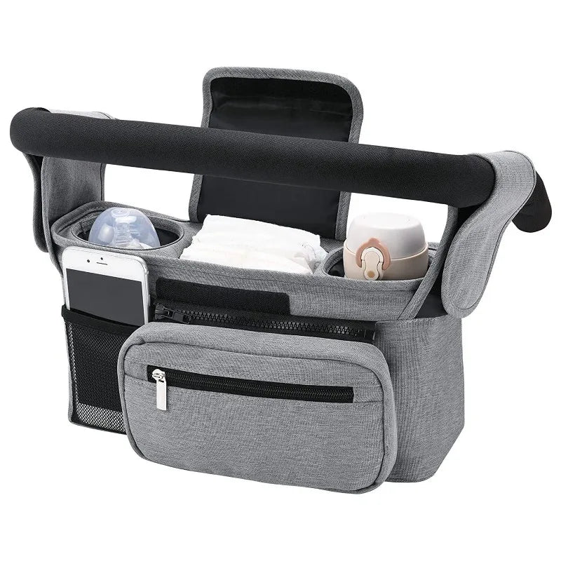 Stroller Organizer Bag with Cup Holders – Large Capacity Baby Caddy