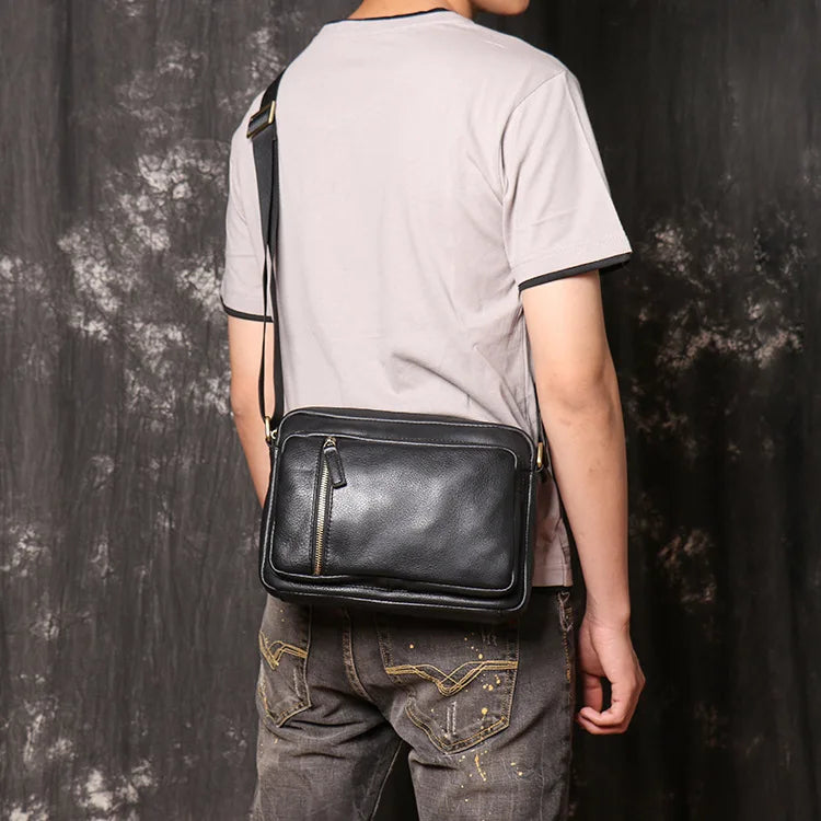 Oily Waxed Cowhide Men S Shoulder Bag Women Large Capacity Crossbody Real Leather Ipad Handheld
