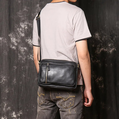 Oily Waxed Cowhide Men S Shoulder Bag Women Large Capacity Crossbody Real Leather Ipad Handheld