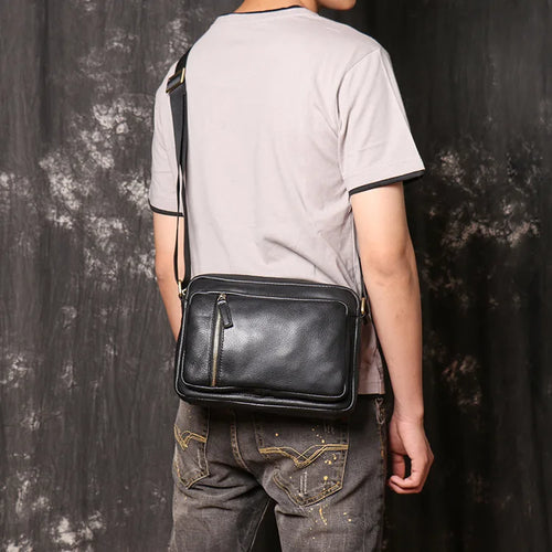 Oily Waxed Cowhide Men S Shoulder Bag Women Large Capacity Crossbody Real Leather Ipad Handheld