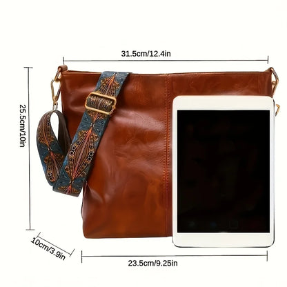 Bohemian Crossbody Shoulder Bag for Women – Large Capacity with Wide Strap