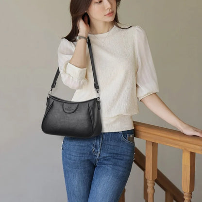 Retro Leather Crossbody Bag for Women – Elegant Shoulder Purse