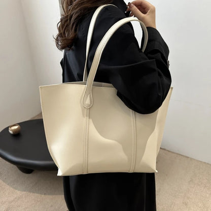 Large Leather Tote Bag – Retro Faux Leather Work & Commuter Handbag