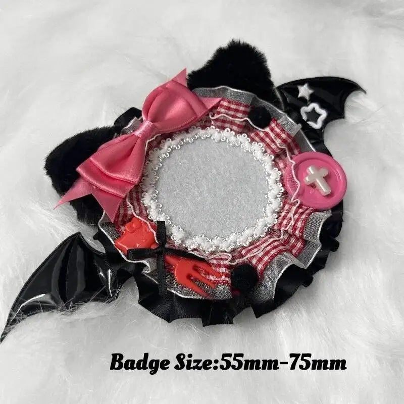 Itabag Badge Stand with Cat Ears & Bat Wings – Handmade Anime Pin Holder