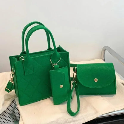 Embossed Women's Handbag 3-Piece Set – Tote, Crossbody & Card Holder