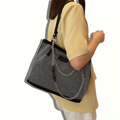 Rhinestone Tote Bag – Glam Crystal Chain Shoulder Bag