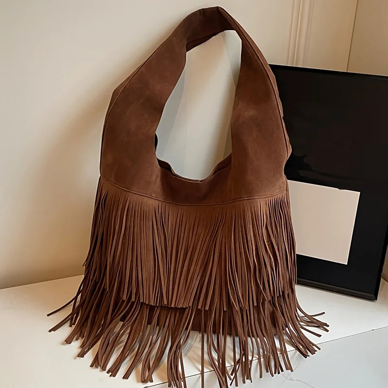 Fringe Tassel Tote Bag – Women's Boho Shoulder Handbag