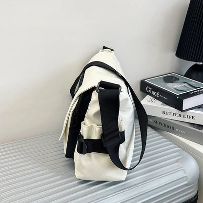 Nylon Crossbody Messenger Bag – Multi-Pocket Shoulder Bag