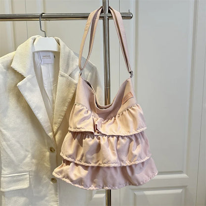 Tiered Ruffle Tote Bag – Large Capacity Lightweight Shoulder Purse