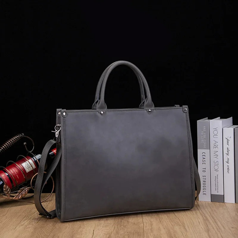 Men S Laptop Storage Pu Leather Business Commuting Horizontal Single-Shoulder Crossbody
