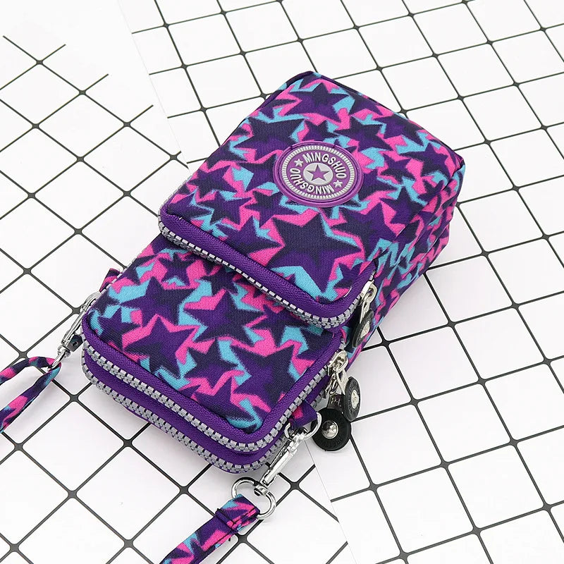 Nylon Shoulder Crossbody Phone Bag Women Sports Running Multi Layer Zipper Pouch Armband Bag