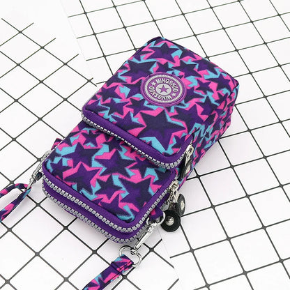 Nylon Shoulder Crossbody Phone Bag Women Sports Running Multi Layer Zipper Pouch Armband Bag