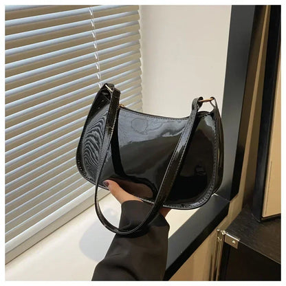 Women S Patent Leather Handbag Versatile Shoulder Casual Commuting Bags Girl Brand Designer Zipper