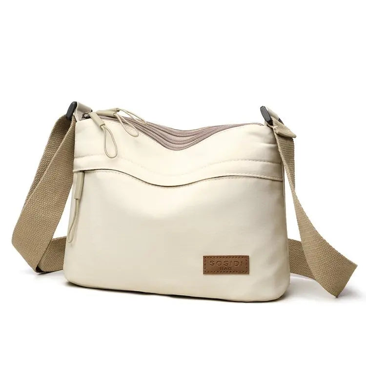 Simple Solid Color Nylon Cloth Women Multifunctional Leisure Waterproof Portable Shoulder Crossbody