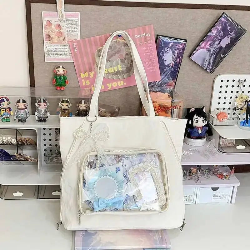 Y2K Ita Tote Bag – Large Transparent Window Shoulder Bag