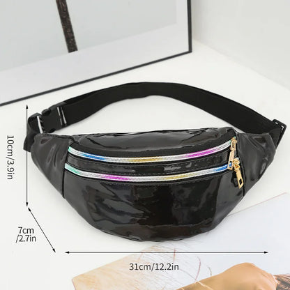 Trendy Personality Women S Waist Bag Laser Cool Lightweight Sport Leisure Female Belt Packs Outings