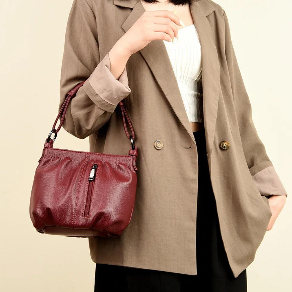 PU Leather Bucket Bag for Women – Small Crossbody Shoulder Purse