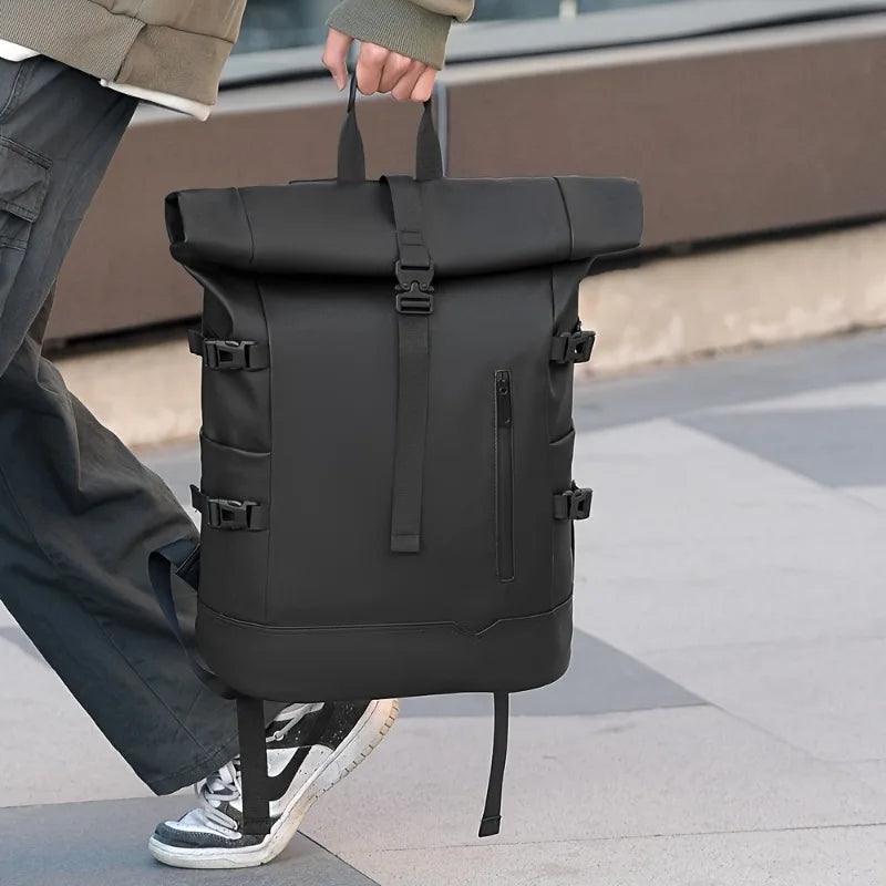 Roll-Top Travel Backpack for Men – Large Capacity Bag
