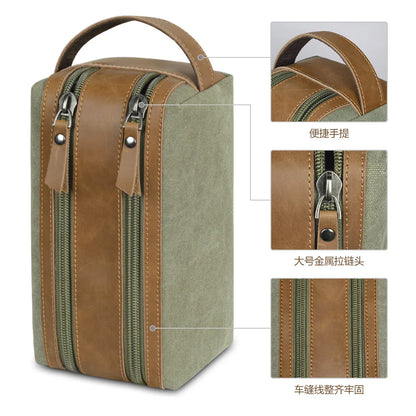 Portable Square Canvas Waterproof Men S Toiletry Bag Travel Storage Bag Large-Capacity Makeup Bag