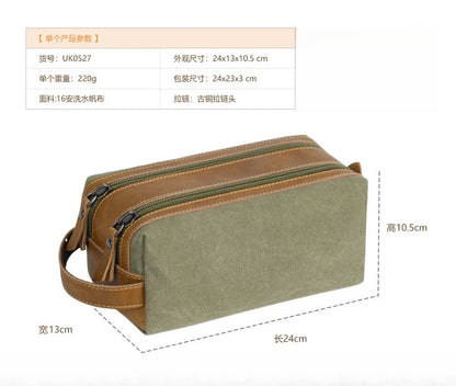 Portable Square Canvas Waterproof Men S Toiletry Bag Travel Storage Bag Large-Capacity Makeup Bag