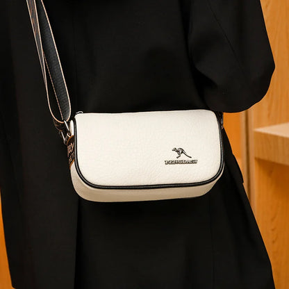Litchi Pattern Leather Simple Stylish Oval Cross Bodys Bags Woman Large Capacity Single Shoulder Bag