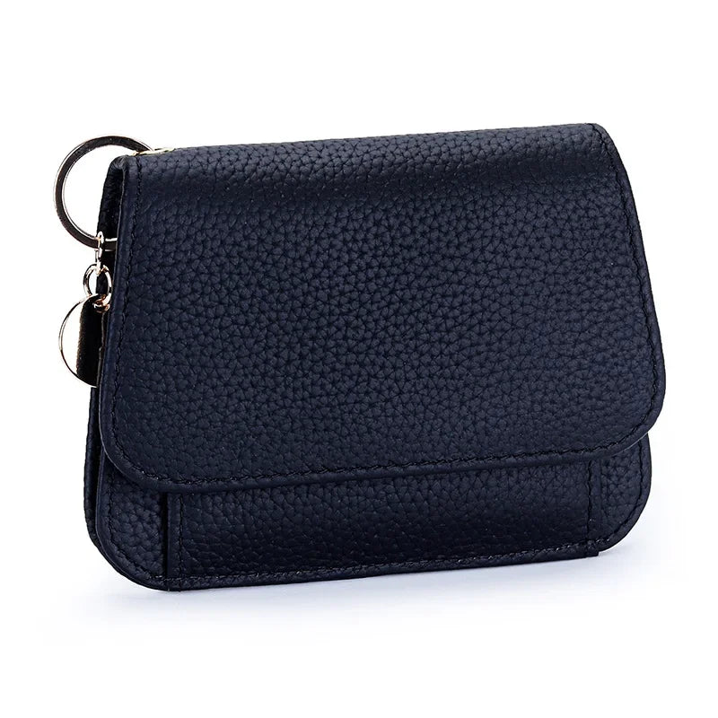 Women S Purse Leather Short Cowhide Rfid Multi-Card Bag Zipper Premium Coin