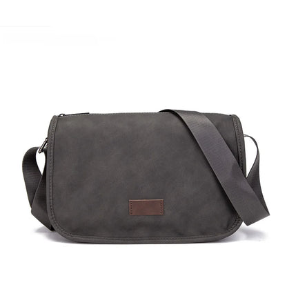 Men S Pu Leather Single-Shoulder Bag Simple Fashionable Square Crossbody Bag Young Cyclists
