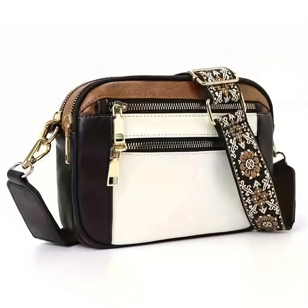 Crossbody Bag with Boho Strap – Multi-Zip PU Leather & 4 Card Slots