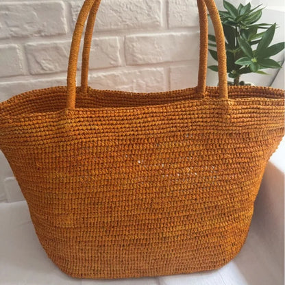 Summer Women S Raffia Hand Woven Tote Bag Simple Handbag Shoulder Perfect Vacation Beach Day Seaside