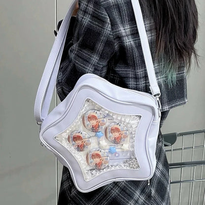 Star-Shaped Ita Bag – Kawaii Transparent Shoulder Bag for Badge Display