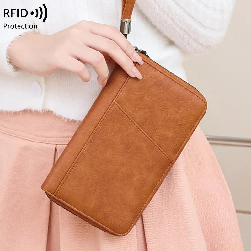 Multi-Function Rfid Blocking Passport Wallet Zip-Up Protective Case Travel Documents Finances