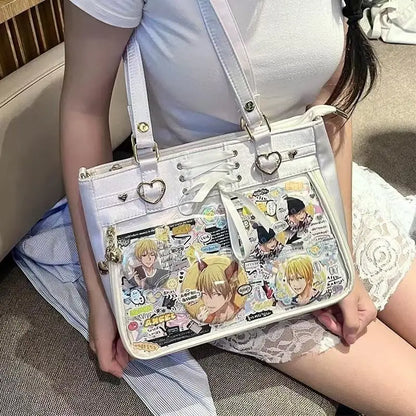 Y2K Ita Shoulder Bag – Transparent DIY Display Crossbody Handbag