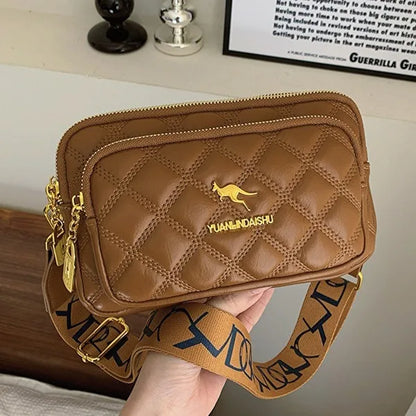 Quilted Leather Crossbody Bag – Large Capacity Shoulder Purse for Women