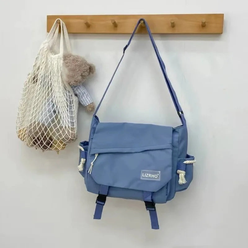 Water-Resistant Messenger Bag with Cute Pins – Kawaii Crossbody Bag