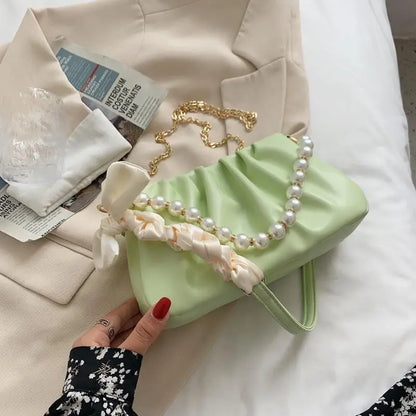 Pearl Pleated Cloud Underarm Bag Versatile Large-Capacity Single-Shoulder Crossbody Bag