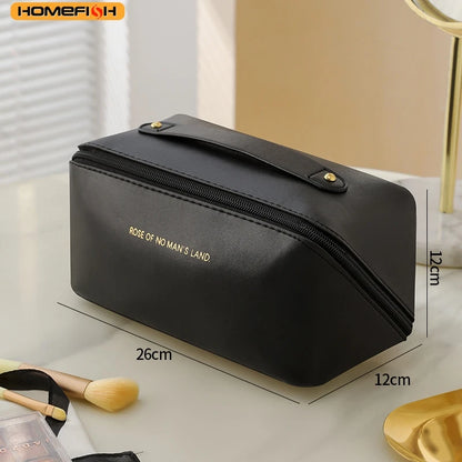 Homefish Luxury Zipper Cosmetic Storage Case Portable Travel Makeup Organizer Toiletry Bag Women