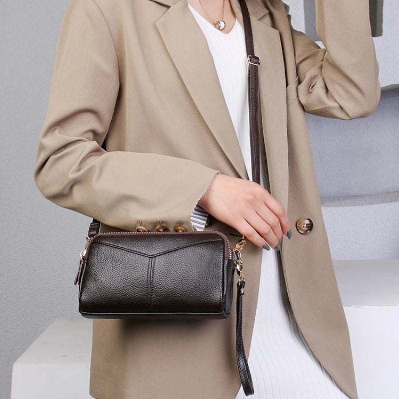 Small Crossbody Bag Sac Main 100 Genuine Leather Women Tote Shoulder Solid Color Clutch Ladies Bags