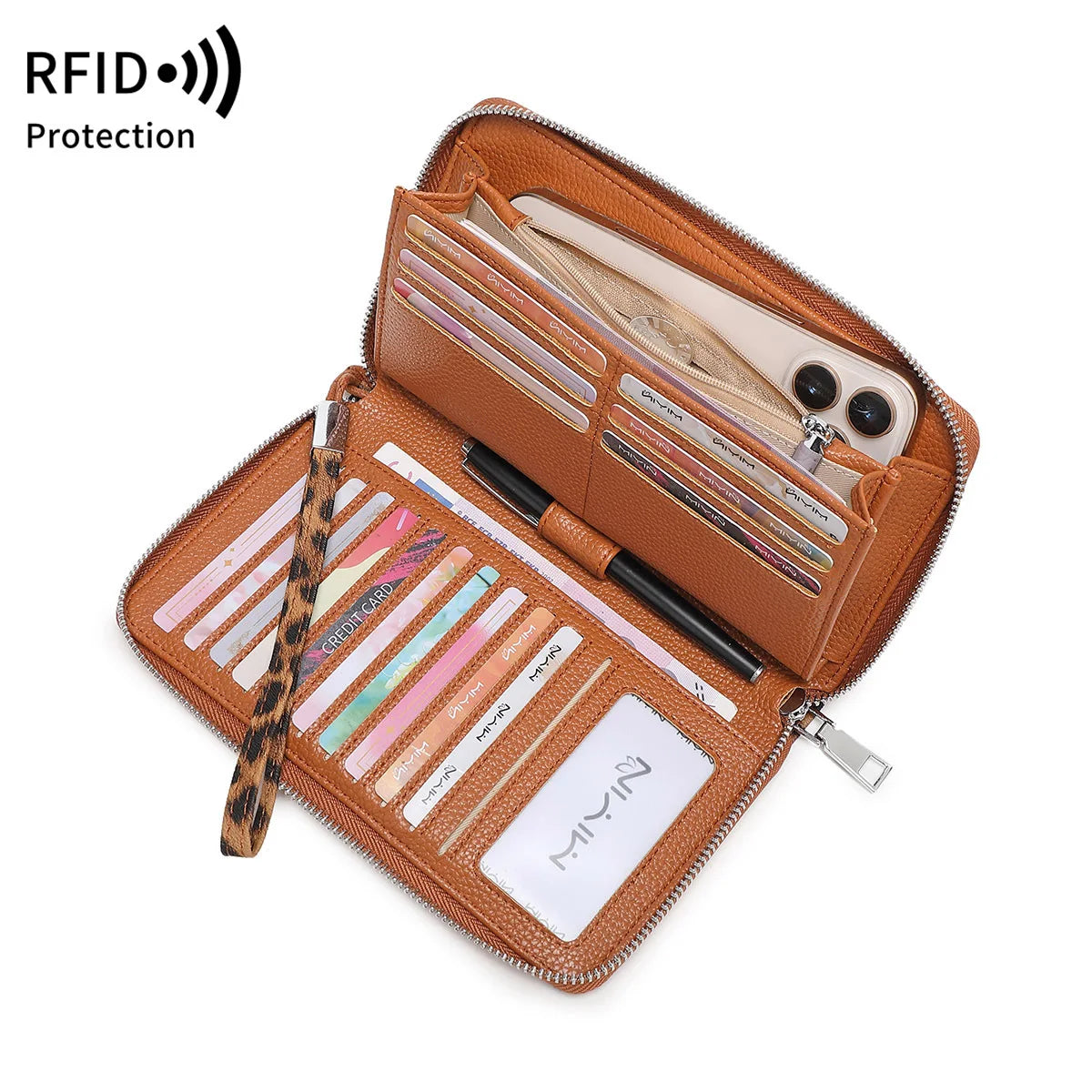 This Rfid Anti-Theft Swiping Women S Wallet Features Large Capacity