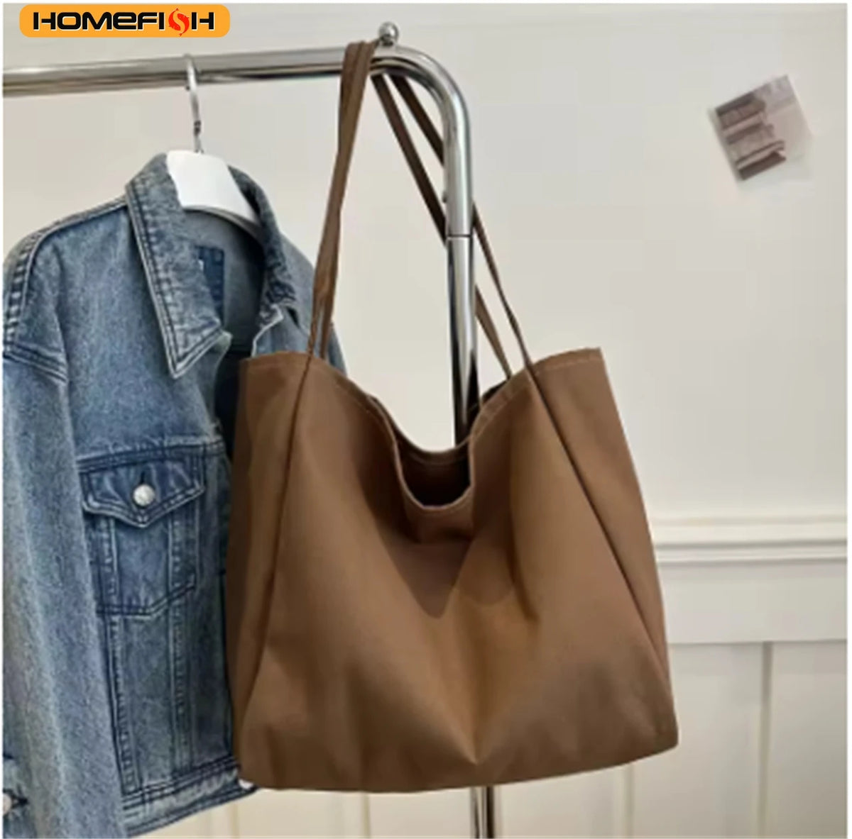 Women Daily Travel Shoulder Bag Pouch Homefish Eco Reusable Grocery Handbag