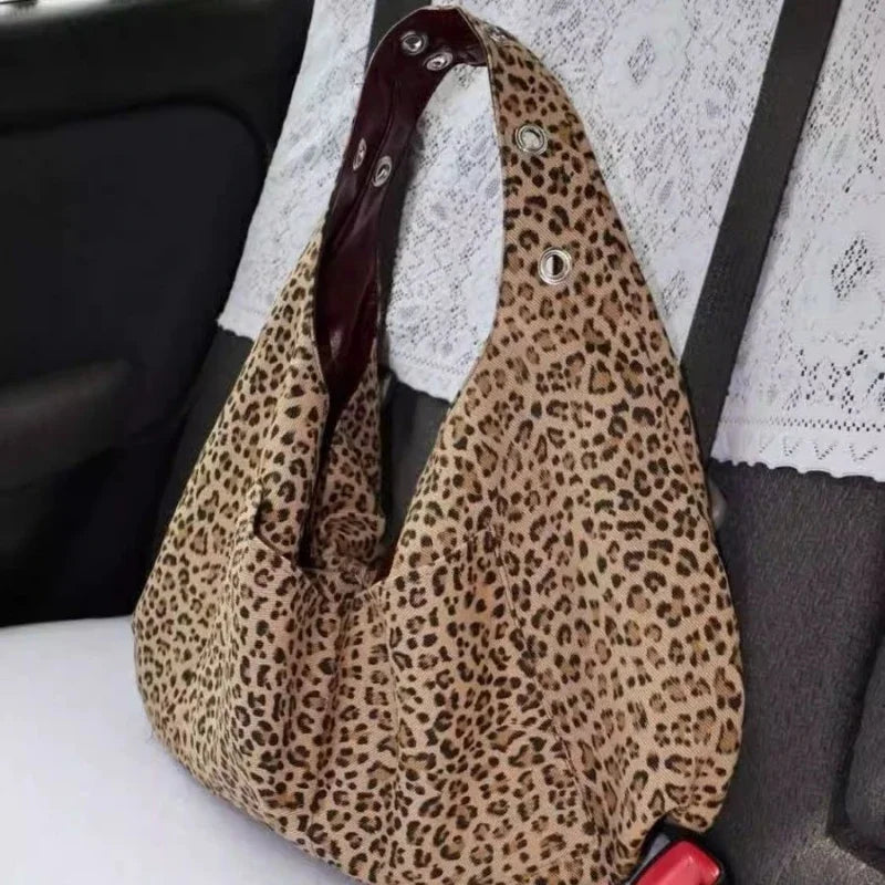 Leopard Spice Girl Double-Sided Oulder Bag Cool Sweet Commuter Tote Women S Versatile Large Retro